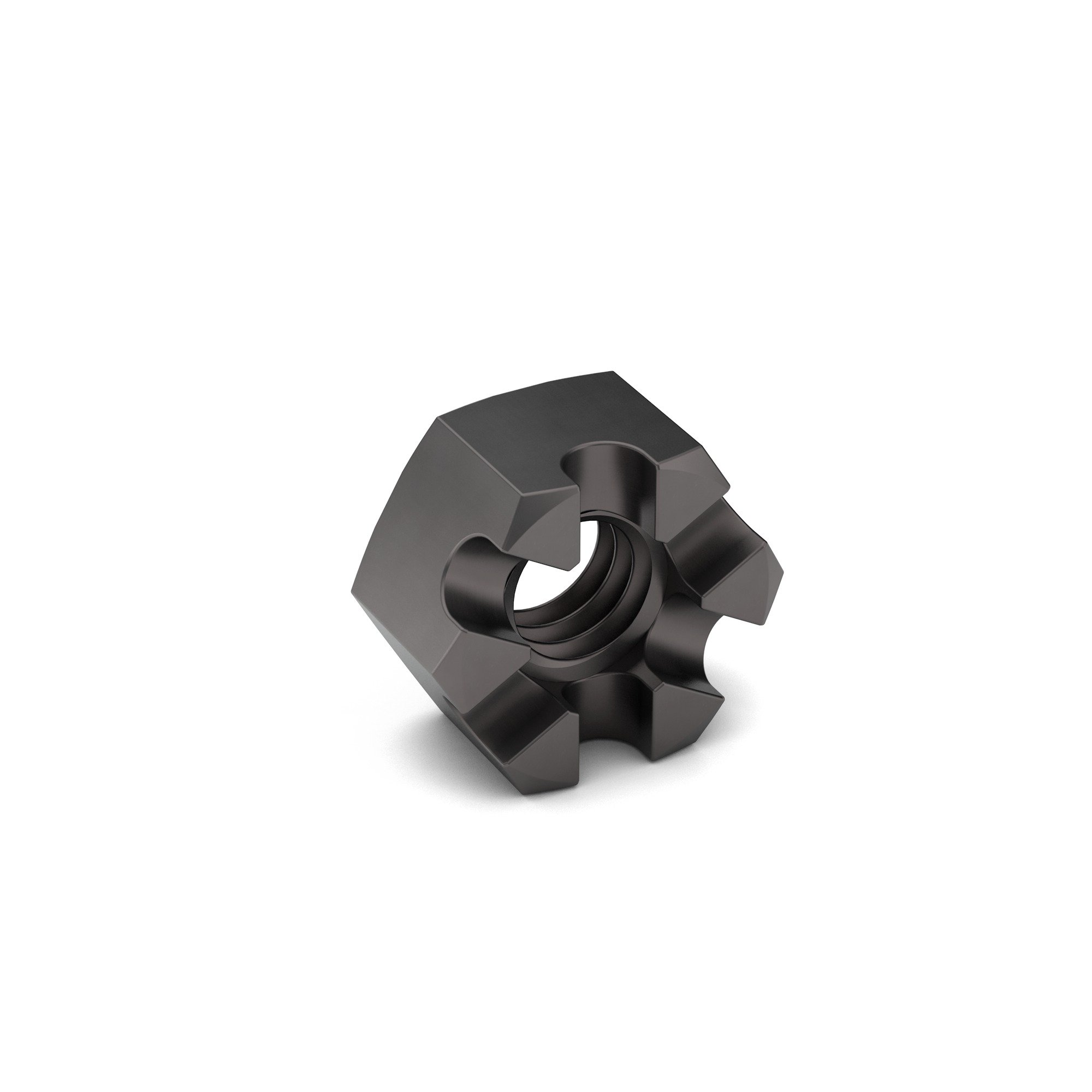 2-12 Carbon Steel Slotted Hex Nut Plain Finish