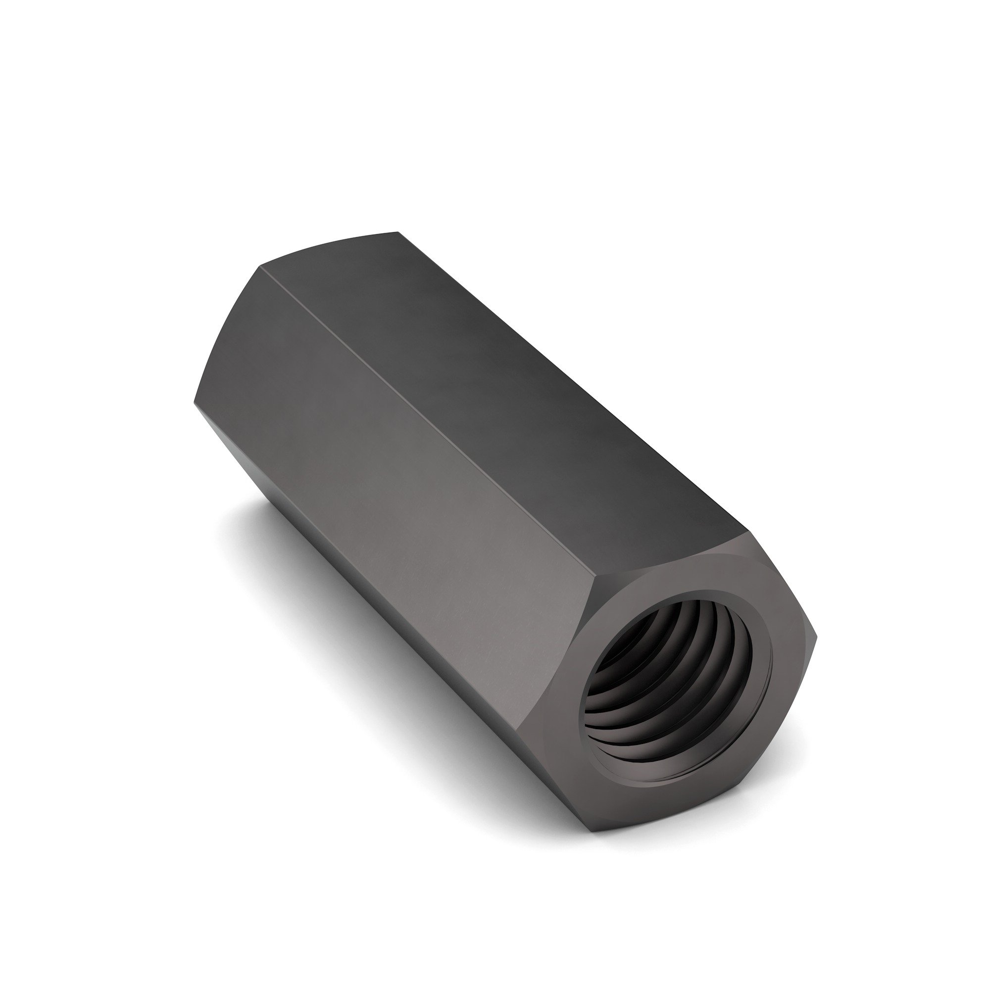 5/8-11x2 1/8 Carbon Steel Hex Coupling Nut Zinc Clear